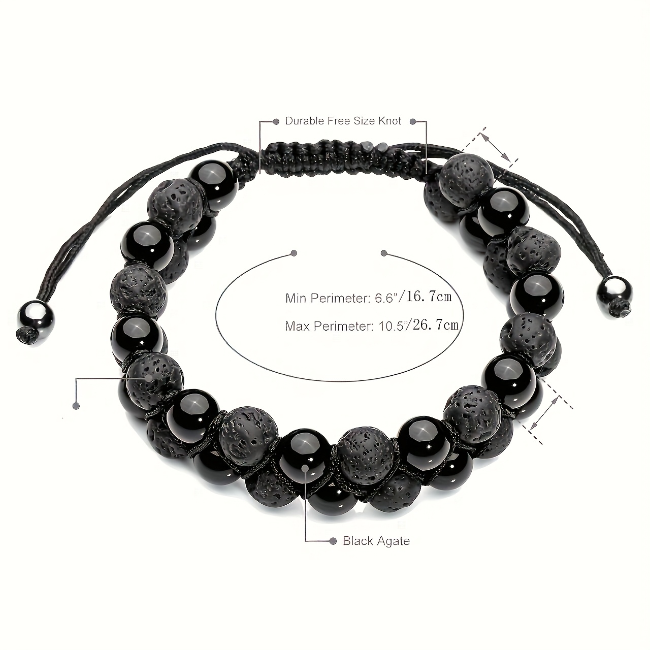 Handmade Stone Beaded Elastic Bracelet, Unisex Gift